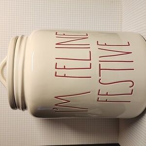 Brand new Rae Dunn I'M FELINE FESTIVE"  canister